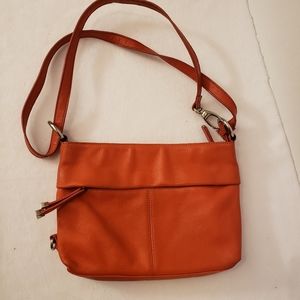 Dark Tangerine Tignanello 11” W x 7” H Leather Purse